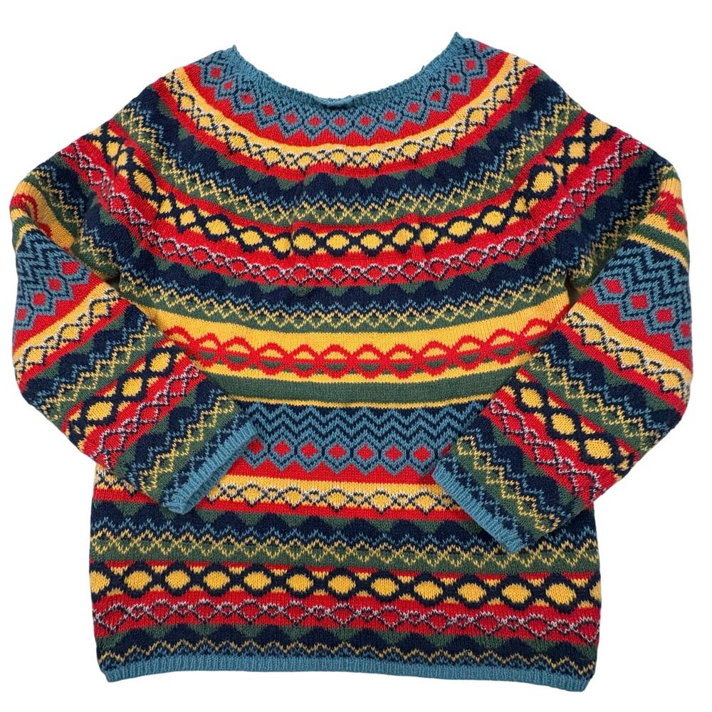 Colorful Fair Isle Sweater Women's S Multicolor Bright Winter Ski Nordic